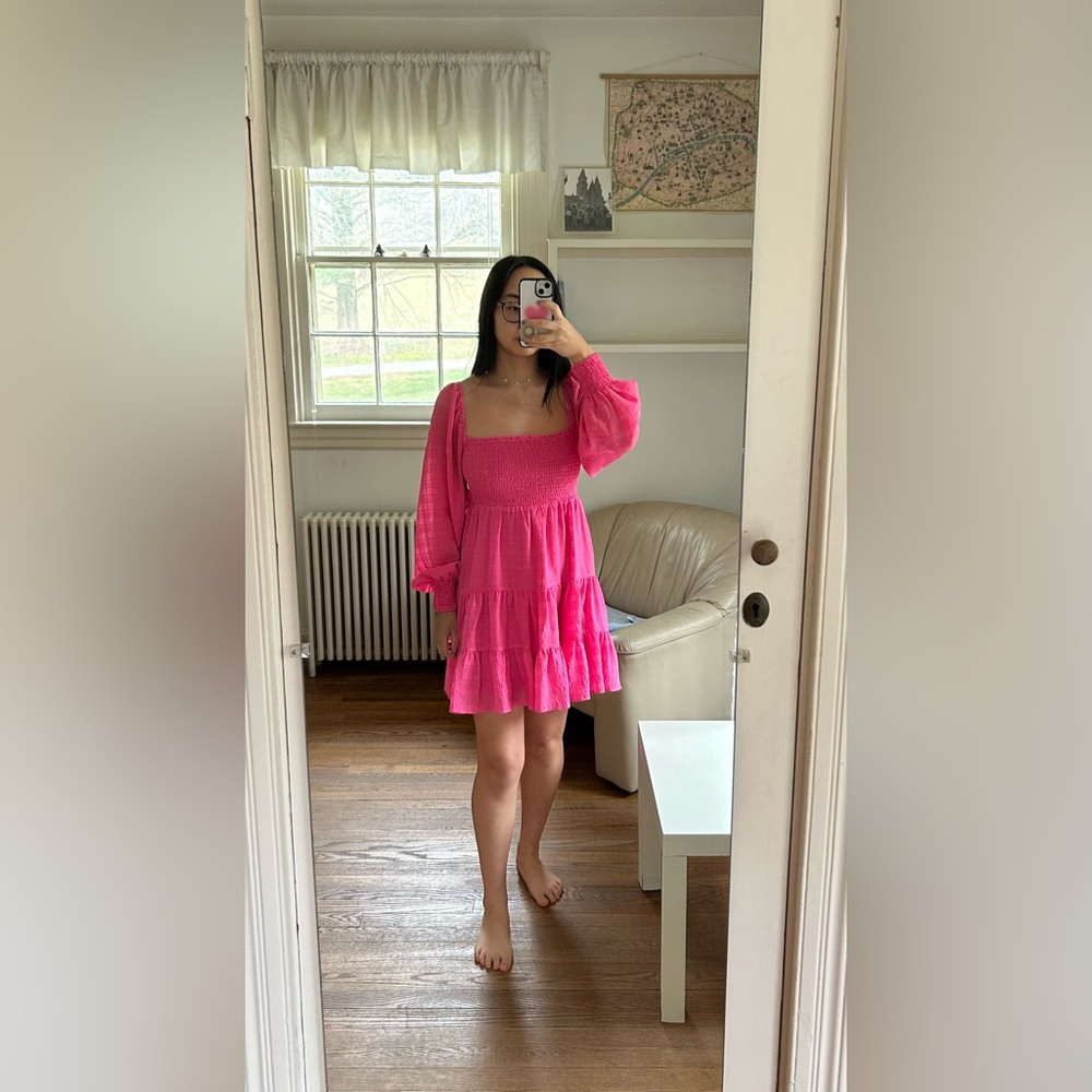 Urban Outfitters Pink Smocked Dress